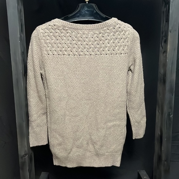 Loft- brown crewneck sweater with 3/4 length sleeves - Picture 9 of 12